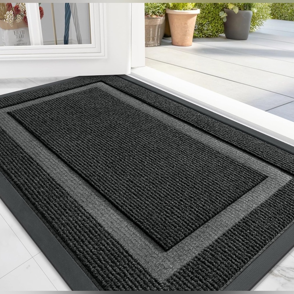 OLANLY Front Door Mat Indoor Outdoor Entrance, Entryway Mat, 29.5x17, Black